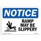 Signmission OSHA Sign, Ramp May Be Slippery With Symbol, 14in X 10in Rigid Plastic, 14" W, 10" H, Landscape OS-NS-P-1014-L-17983 - alternate 1